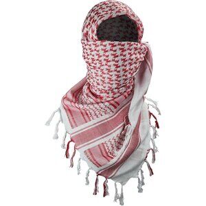 Men's White/Red Military Shemagh Tactical Desert Cotton Keffiyeh Scarf Wrap